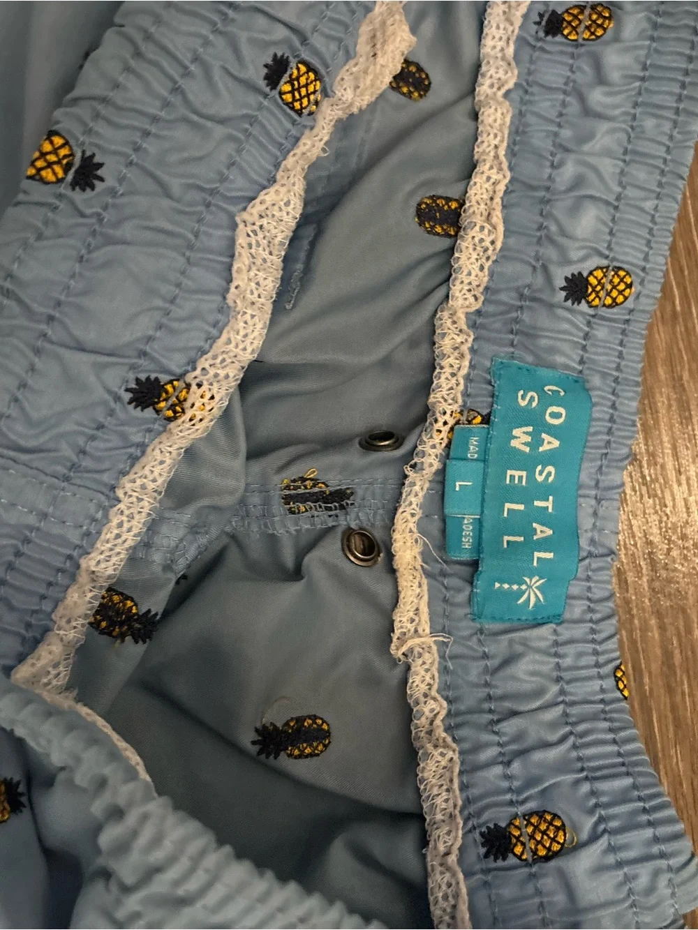 Coastal Swell Light Blue Pineapple Swim Shorts